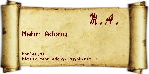 Mahr Adony névjegykártya